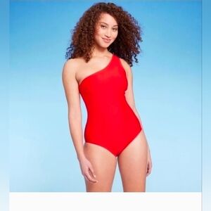 Kona Sol Women's Extra High Waist Tummy Control Bikini Bottom Red Size M 8-10